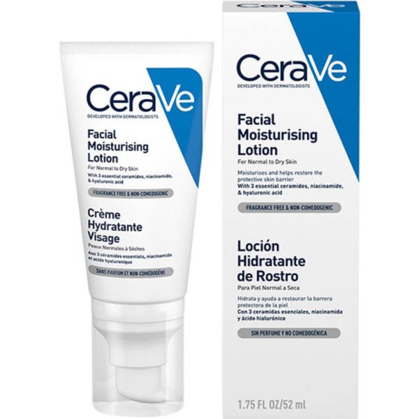 Cerave piel normal a seca locion hidratante sin perfume 52ml
